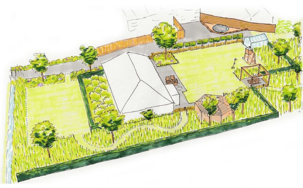 Landschapstuin met bloemenweide