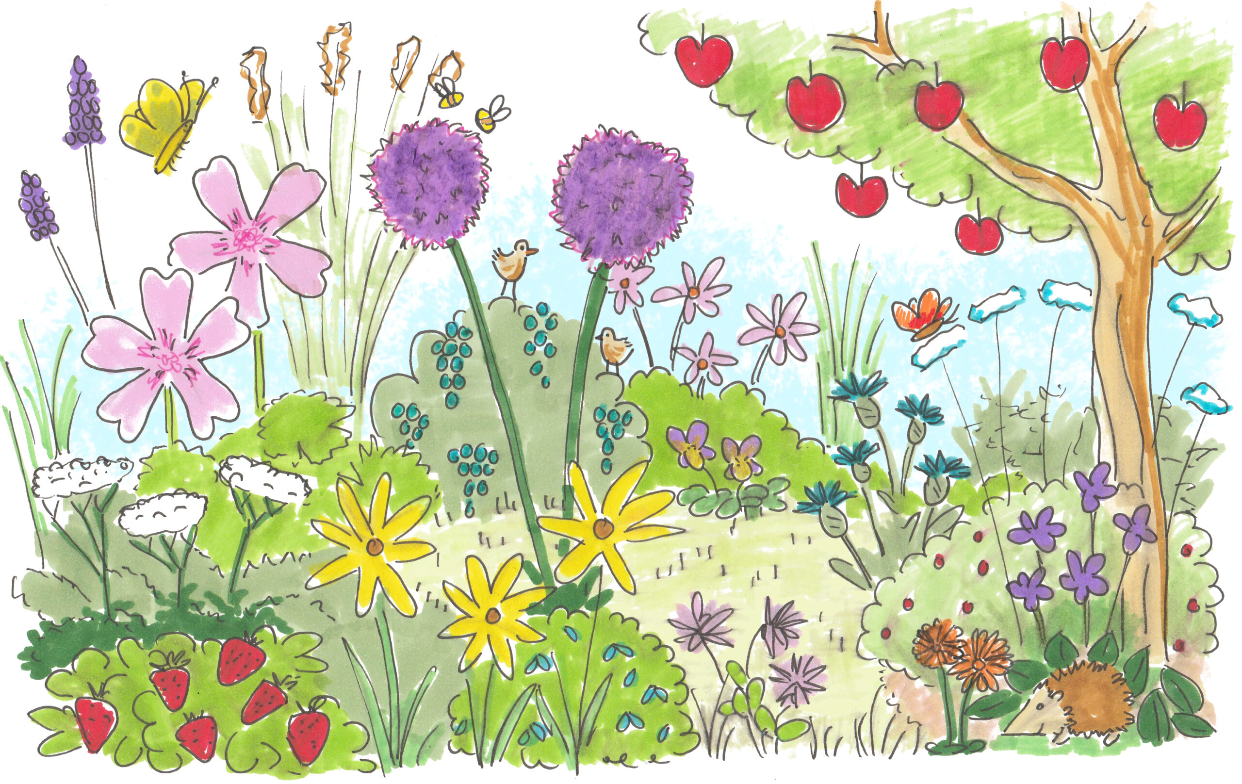 Tuinrecept illustratie overvloed permacultuur tuinontwerp